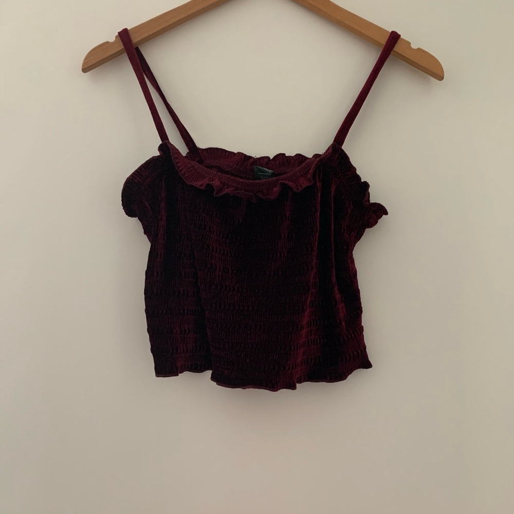 Burgundy velvet stretch tank size extra small